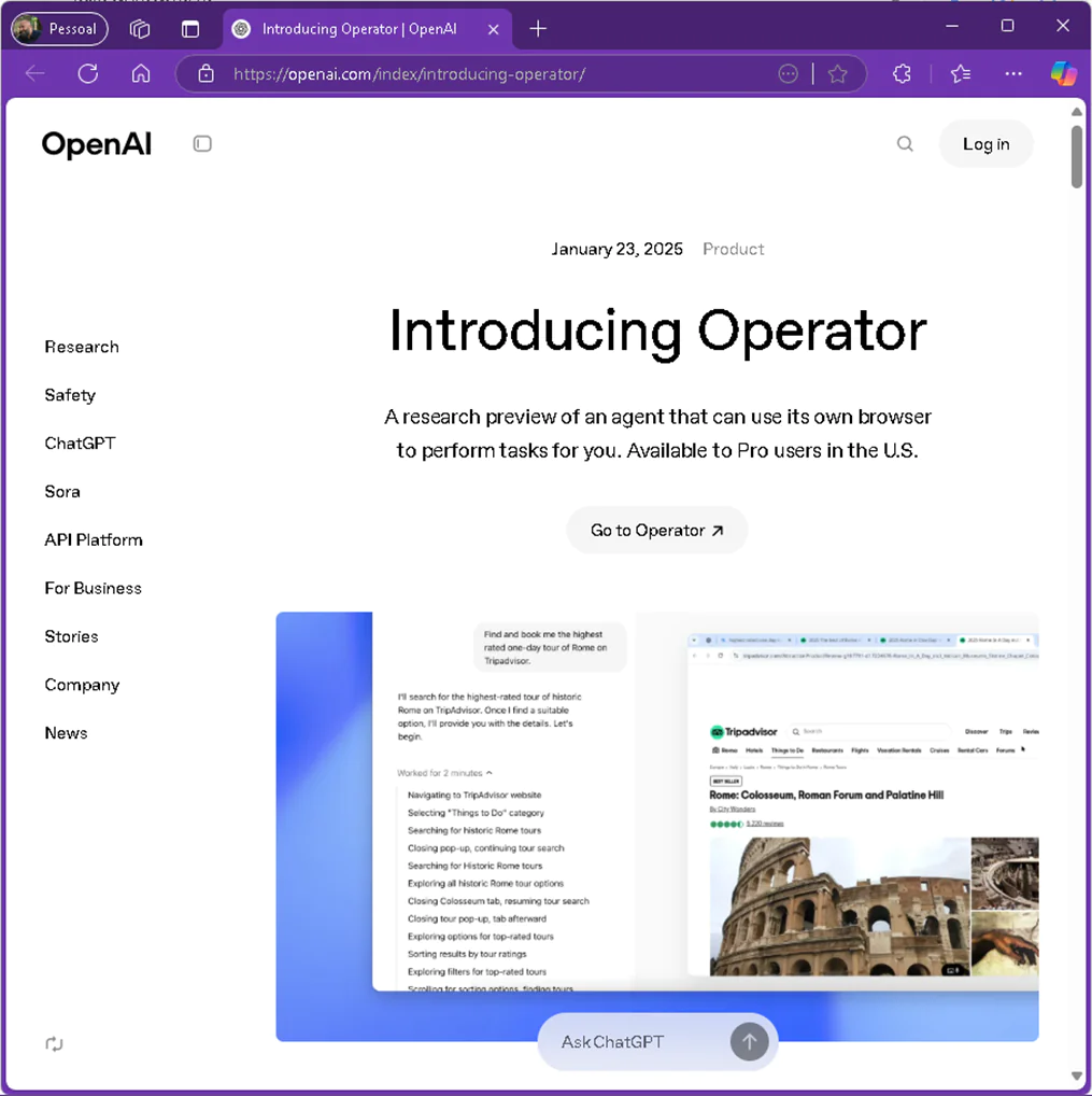Operator – Como Automatizar Tarefas Acessíveis a partir da Navegação pela Web
